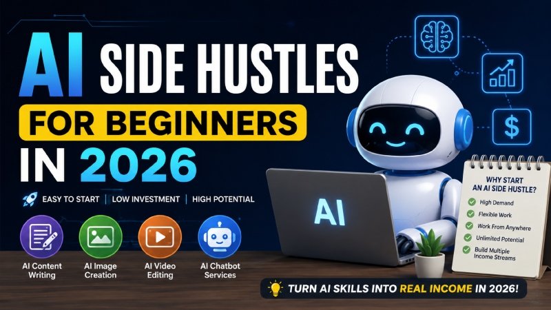 AI Side Hustles for Beginners in 2026: 7 Proven Ways to Earn $1,000+ a Month From Home